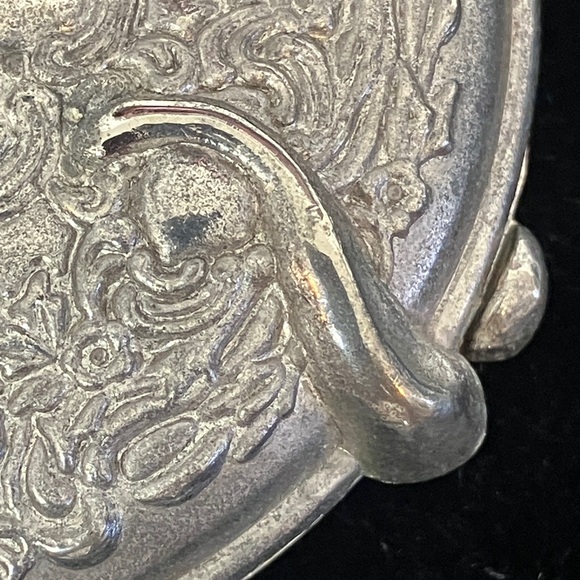 Silver-plated handheld compact/mirror - Picture 2 of 7